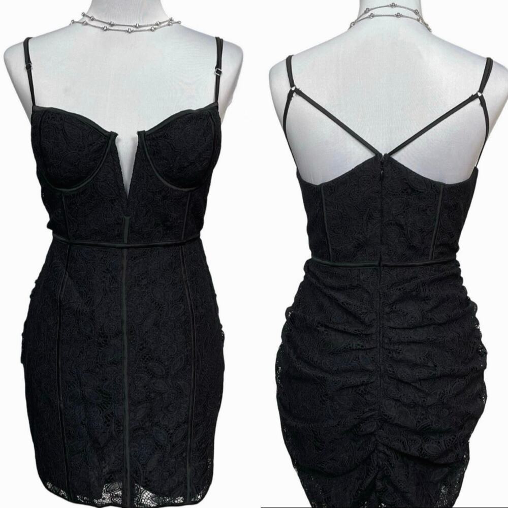NWT - For Love & Lemons Black Lace Mini Jillian Dress